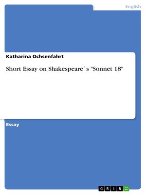 cover image of Short Essay on Shakespeare's "Sonnet 18"